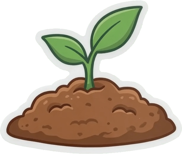 A small sprout poking out of a mound of soil